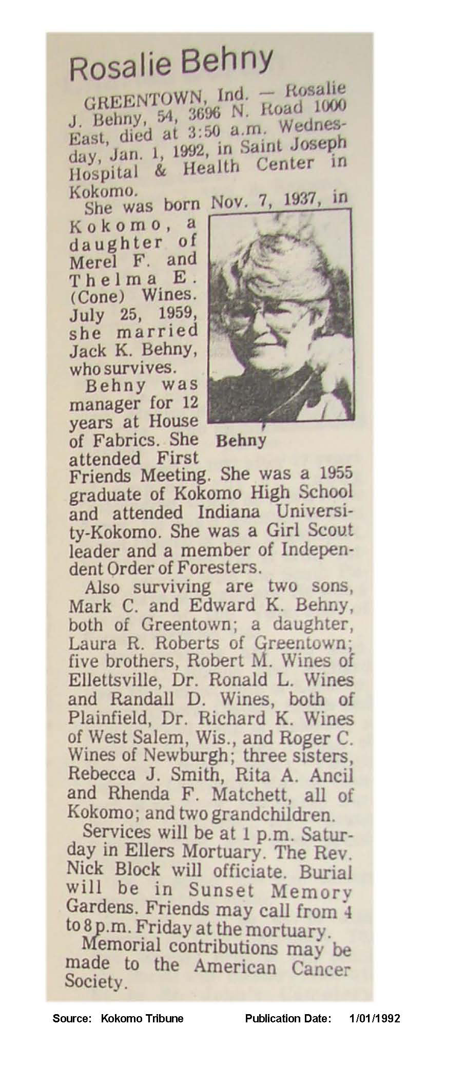 Kokomo Tribune Obituaries - Kokomo, Indiana