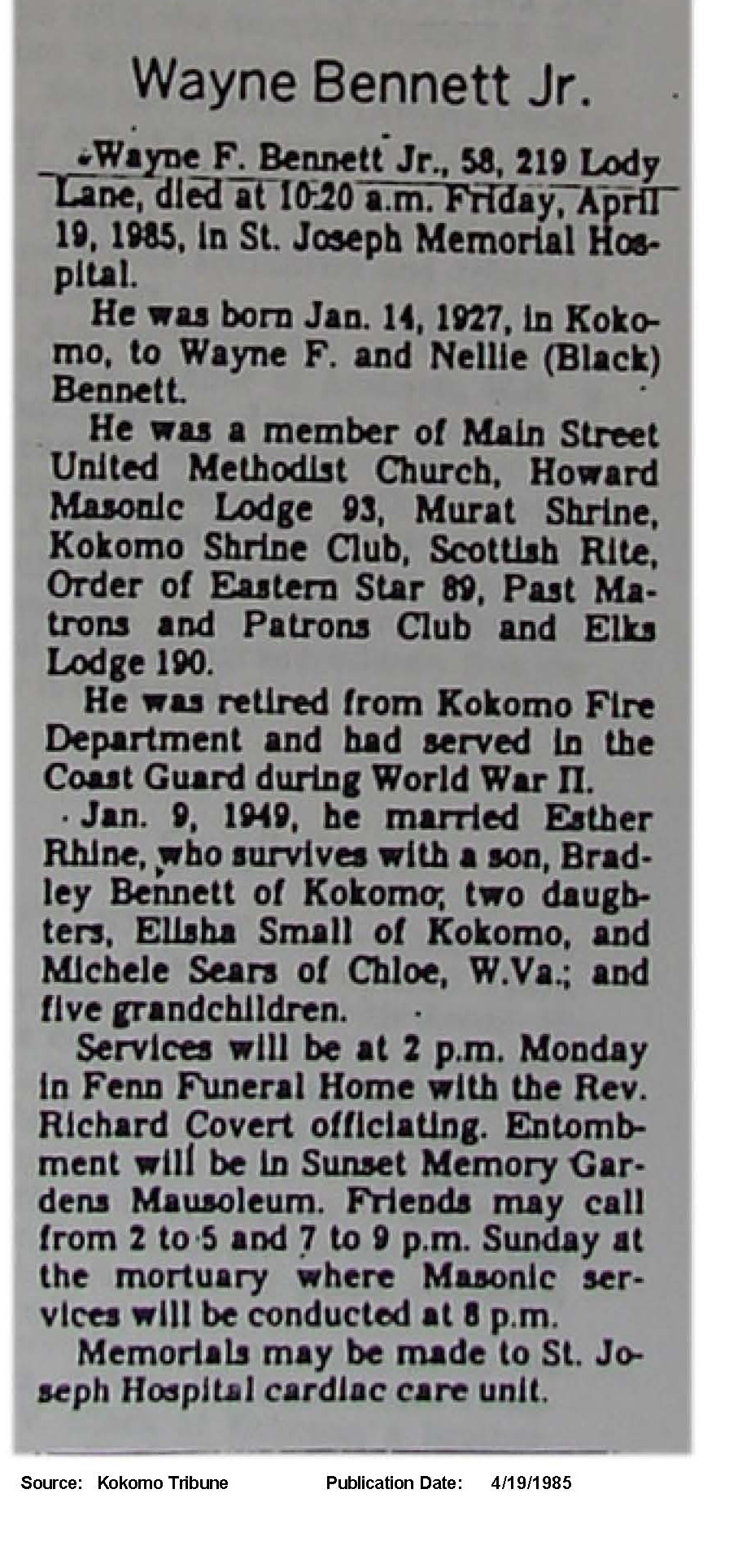 Kokomo Tribune Obituaries Kokomo, Indiana